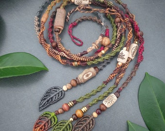 HANAHONUA COLLAB Unieke Dreadwrap Natuurlijk Hout Dread Bead Macrame Leaf // Dread Sieraden Hairwrap // Fakedread