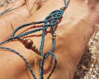 Macrame barefoot sandals // barefoot shoes anklets macrame sandals (2 pieces)