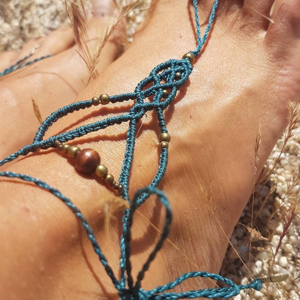 Macrame barefoot sandals // barefoot shoes anklets macrame sandals (2 pieces)