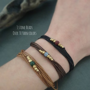 Macrame bracelet wrap bracelet with semi-precious stone bead // Moonstone Agate Jasper RAJA customizable