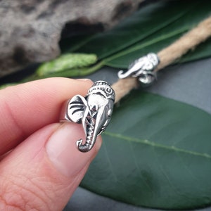 Dreadperle Dreadschmuck Elefant // Großlochperle Edelstahl 8mm Durchmesser silber antik indisch Haarperle Bartperle Bild 5