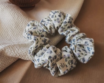 Scrunchie organic muslin | Hair tie with fabric | Floral pattern | Ponytail holder without hair breakage
