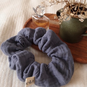 Scrunchie jeansblau Musselin Scrunchie Bio Baumwolle blaues Scrunchie zdjęcie 1