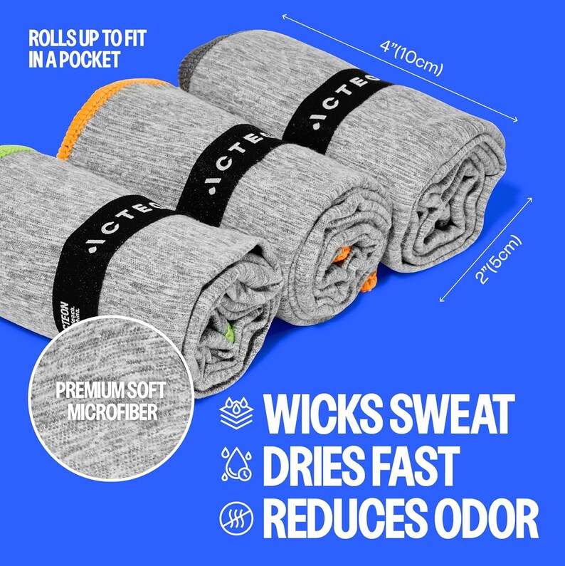 Microfiber Gym Towels (5-Pack): Super Absorbent, Quick Dry, Compact image 5