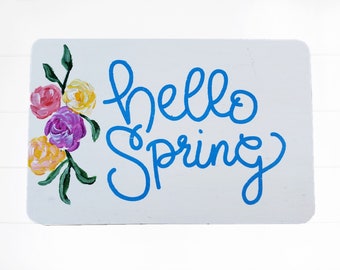 HELLO SPRING/spring wall decor/floral spring art/spring quote/ Easter wall art