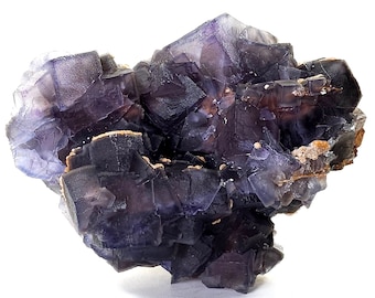 Violette kubische Fluorit-Mineralprobe extra groß 10 Pfund, natürliche gestufte geätzte Würfel, seltene goldene Phantome, Kristallfluorit-Probe