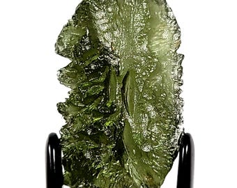 Moldavit Tektit, echter roher tschechischer Meteorit-Edelstein, großer 5,2-Gramm-A + Museums-Kristall, seltenes grünes authentisches Moldavit-Exemplar