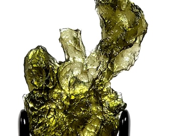 Moldavite tectite grande, rara, autentica, meteorite moldavite ceca da 3,2 grammi, forma unica, pietra preziosa di cristallo verde, esemplare grezzo da collezione