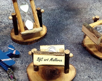 Handmade Olive Wood Hourglass, Rustic 5 Minute Sand Timer
