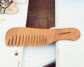 Handmade Olive Wood Wide Tooth Comb, Unisex Hair Care
