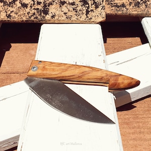 Folding Pocket Knife Olive Wood, Fishing Knife, Hiker Knife, Handmade Pocket Knife, Father's Day Gift, Field Knife, Pocket Fisherman's Knife image 4
