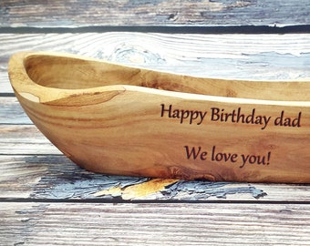 Personalized Bowls long Olive Wood, Custom rustic Bowls kitchen, Vintage bowl Fruit Bowl, Wooden Plate and Bread Baskets, Gift idea