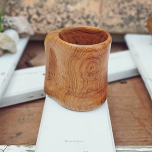 Tasse en bois d'olivier, tasse à café, petite tasse pour infusion, tasse sans plastique, tasse écologique, tasse camomille, petit pichet en bois, chope en bois