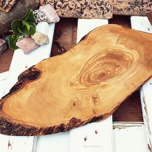 Tabla Grande Madera personalizada, Cortador personalizable, Tabla Madera de olivo, Letrero personalizado con borde rústico, Regalo Boda