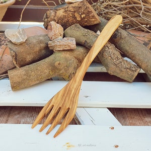 Olive wood Fork, Barbecue Fork, Salad Fork, Large Fork, Kitchen Fork, Elegant Wooden Fork, Spaghetti Fork, Craft Fork, Biodegradable Fork