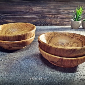 Kitchen Bowl Set of 4 Handmade Bowls for Cereal Breakfast Dessert etc made of olive wood