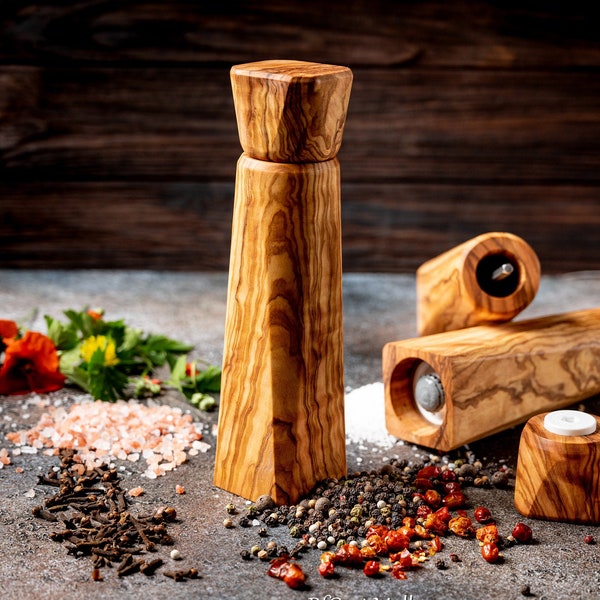 Custom Pepper Mill Grinder, Customizable Salt Mill, Pepper Mills Olive Wood, Salt and Pepper Shaker, Vintage Pepper Pepper Grinder Handmade