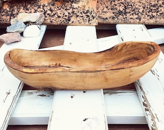 Handmade Olive Wood Bowl: Rustic Fruit Bowl, Bread Basket