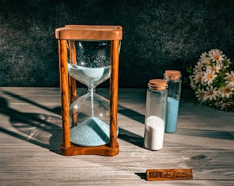 Unique Wedding Unity Sand Hourglass – BFC Art Mallorca Design with Sand Included | Olive Wood Ceremony Keepsake & Gift