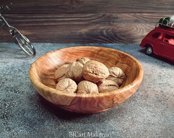 Handmade Olive Wood Bowl, Rustic Kitchen Decor, BfCart Mallorca