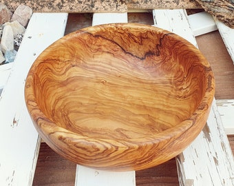 Extra Salad Bowl Olive Wood, Large Fruit Bowl Handmade, Wooden Centerpiece, Retro Salad Bowl Vintage , Mid Century Bowl, Welcome gift