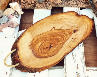 Rustic Olive Wood Chopping Board With Rope Hanging Chopping Board