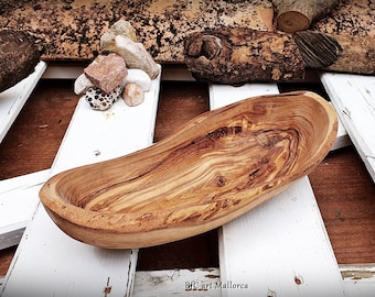 Baguette Schüssel, Holzschalen, Lange Schalen, Schalen, Lange Servierplatte, Obstschale, Obstteller, Rustikale Schalen, Bootförmige Schüssel, Brotkörbe