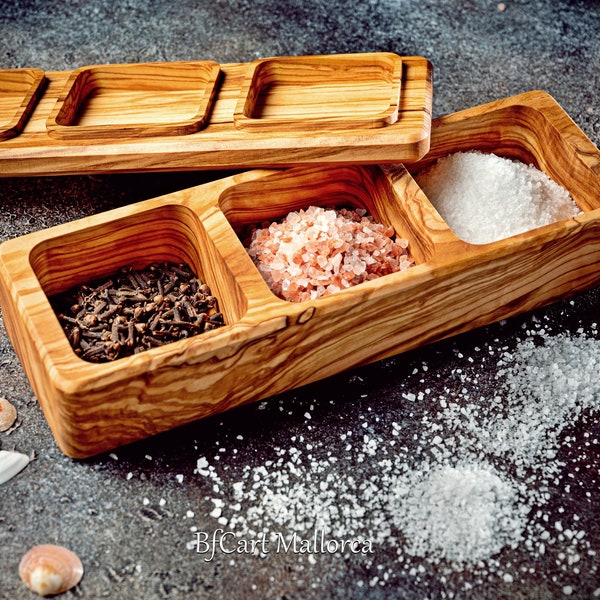 Olive Wood Salt Box with a Lid, Kitchen Salt Box Large, Salt Container Storage, Wooden Salt Box Set, Wooden Sugar Box Handmade, Salt Keeper