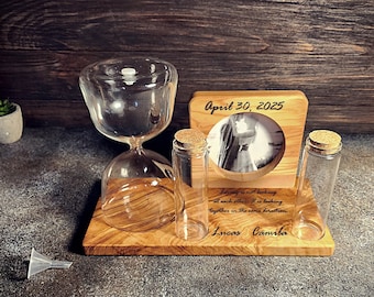 Customizable Olive Wood Unity Sand Set – Wedding Photo Keepsake