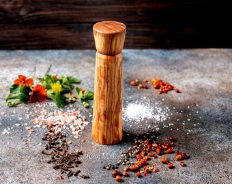 Shaker poivrière pour moudre le poivre et le sel de haute qualité, moulin à sel et à poivre d'une seule main, moulins en céramique en bois d'olivier de grande capacité