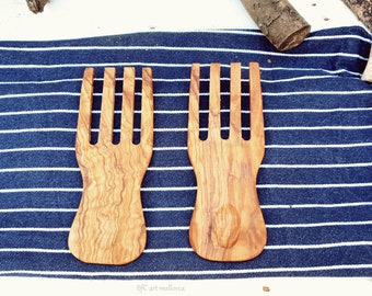 Mixer Salad Spoons ,Salad Hands, Salad Spoon, Mixing Spoon, Wooden Salad Hands, Olive Wood Salad Spoons, Salad Server, Wooden Serving Salads