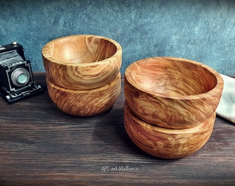 Cereal and Fruit Breakfast Bowls of Olive Wood , Handmade Kitchen Bowl Set for Desserts