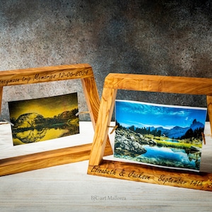 Set Natürliche Fotorahmen Kundenspezifisch von original Design Olivenholz Fotorahmen, Anpassbare rustikale Holz Fotorahmen für Desktop Handmade