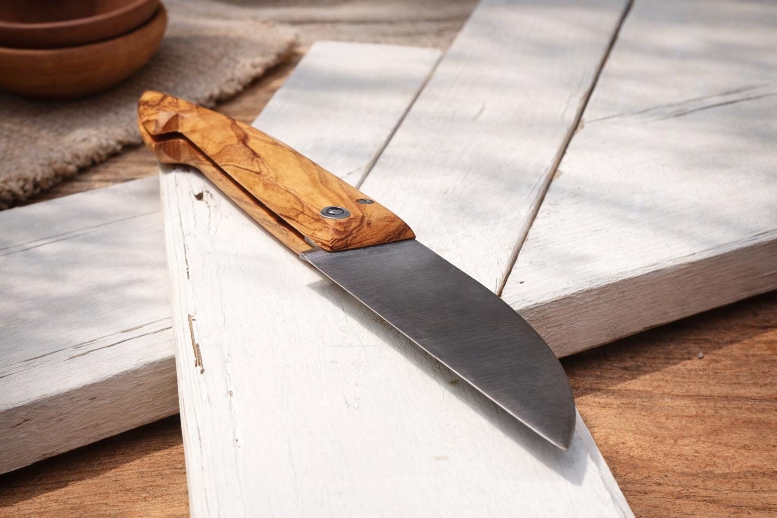 Coltello Da Cuoco Westinghouse Con Lama In Acciaio E Manico Ergonomico In Bambù, Lunghezza 20 Cm, Ideale Per Tagliare Carne, Frutta E Verdura