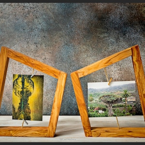 Set Natürliche Fotorahmen original Design Olivenholz Fotorahmen, Rustikale Holz Fotorahmen für Desktop, Handgemachte Holzrahmen Foto