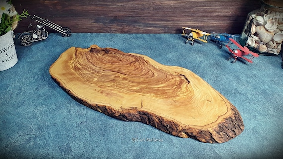 Rustic Cutting Board Large Kitchen of Olive Wood With the Natural