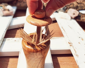 Toothpick Holder olive wood, Custom toothpick dispenser, matchstick holder, Modern Toothpick Holder Handmade