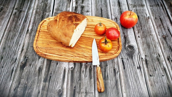 Olive Wood Cutting Board with Groove, Rustic Kitchen Board