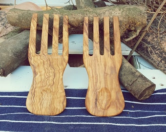 Handcrafted Olive Wood Salad Spoons: Kitchen Decor Serving Utensils