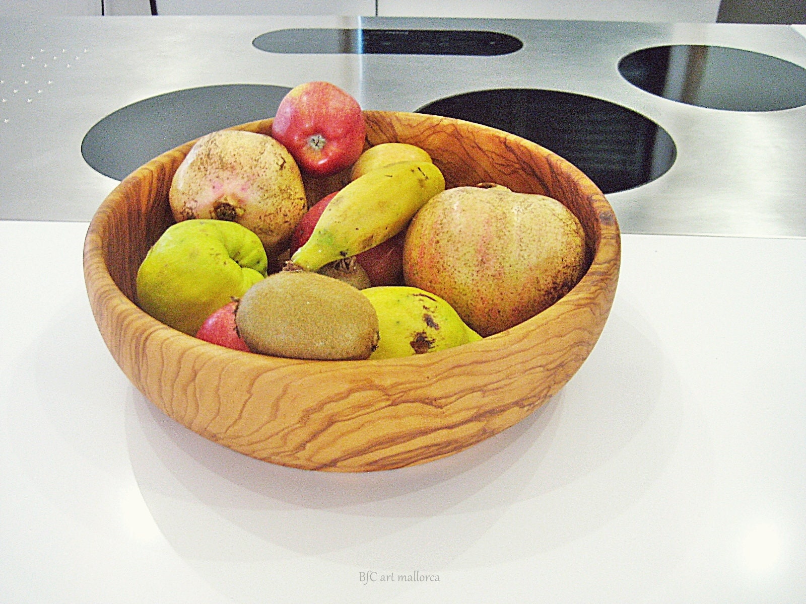 Extra Salad Bowl Olive Wood, Large Fruit Bowl Handmade, Wooden Centerpiece,  Retro Salad Bowl Vintage , Mid Century Bowl, Welcome Gift 