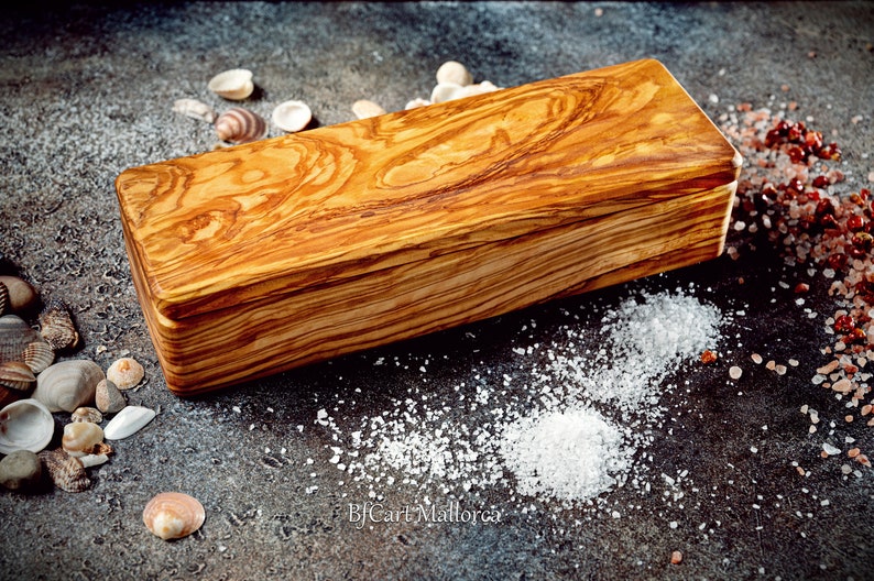 Olive Wood Salt Box With a Lid Kitchen Salt Box Large Salt Etsy Canada