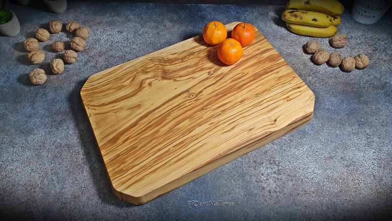 Large Charcuterie Board Handmade Olive Wood, Big Cutting Boards Wooden Large, Charcuterie Serving of Large Size and Unique Design image 1