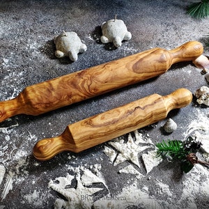 Olive Wood Rolling Pin Set: Traditional Pasta & Cookie Roller
