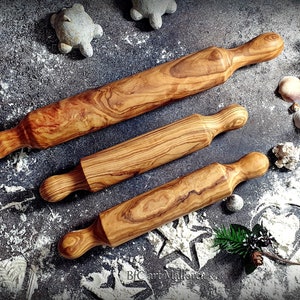 Rolling Pin Olive Wood for children for Preparation of Pasta and Cookies with Children and Family, Wooden Rolling Pin for Bakery & Pastry