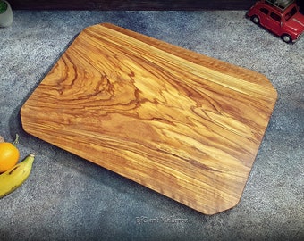 Large Handmade Olive Wood Charcuterie Board, Large Wooden Cutting Board for Cheese Platters and Appetizers Serving Platter and Cheese & Meat