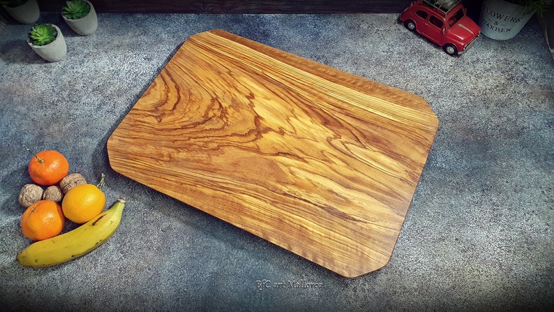 Large Charcuterie Board Handmade Olive Wood, Big Cutting Boards Wooden Large, Charcuterie Serving of Large Size and Unique Design image 5