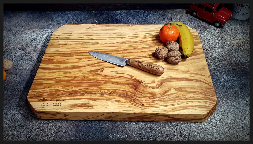 Extra Large Cutting Boards Handmade Olive Wood & Matching Artisan Knife