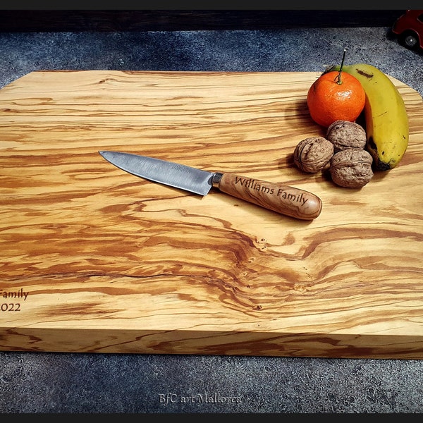 Extra Large Cutting Boards Handmade Olive Wood & Matching Artisan Knife, Butcher Block Cutting Board personalized Large