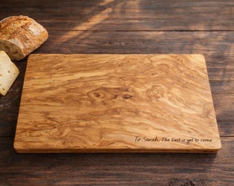 Customizable olive wood chopping board, ideal for wedding gifts, new home, birthdays, etc.