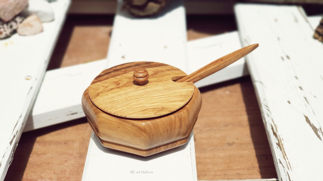 Azucarera de Madera, Azucarero Vintage, Azucarera Madera con Cuchara ...
